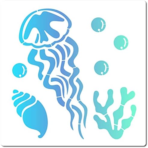 GORGECRAFT 12 X 12Шаблон във формата на Медузи, Шаблони Морски Животни, за Многократна употреба Шаблони под формата На Мивки