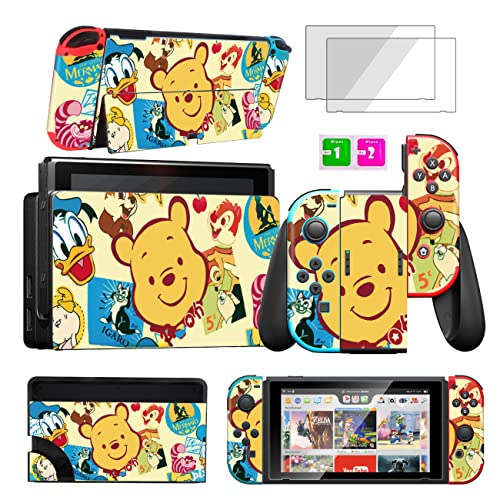 oqpa за Nintendo Switch OLED 2021 Скинове Етикети за Момичета, Момчета, Деца, Сладък Дизайн герои от Карикатури Kawaii Забавни Стикери