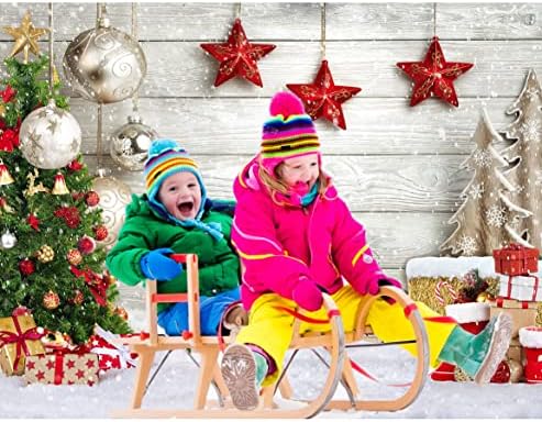 Коледен Фон SJOLOON Бяло дюшеме с фон във формата на Снежинки, Коледно Дърво, Подаръци Фон за Украса на Коледното парти, Семеен събиране на 12392 (7x5 фута)