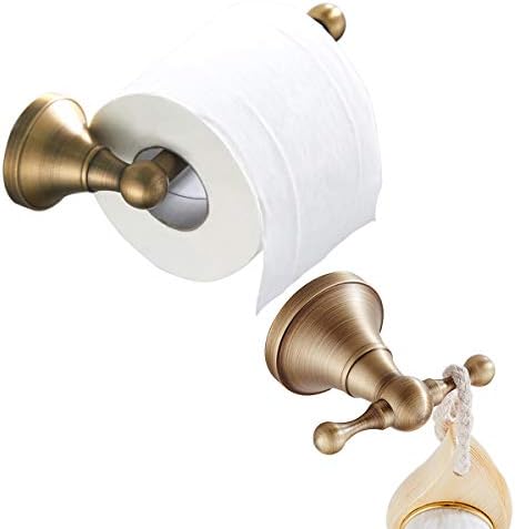 Стенен Държач за Тоалетна хартия Flybath и куката за кърпи от Антични Месинг (матов бронз)