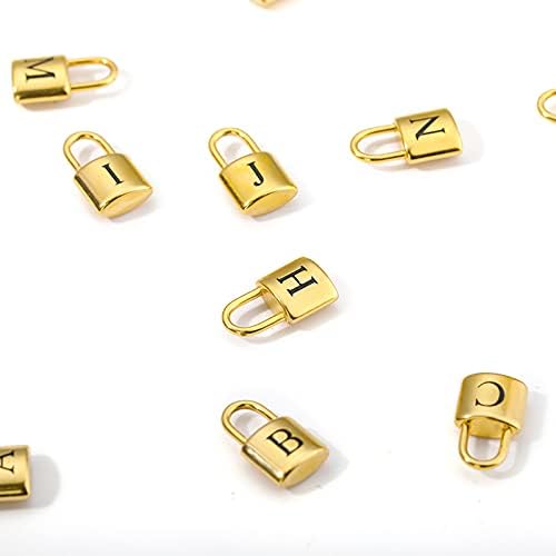 T3Store Малка Колие с квадратен Ключ под формата на буквите A-Z, Златна Верижка, Катинар За Жени, Окачване С Надпис, Бижута, Аксесоари