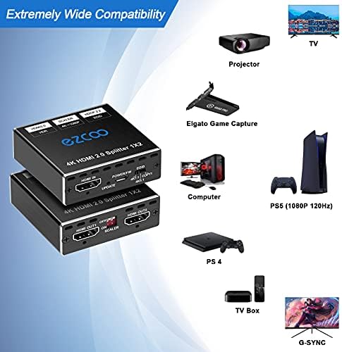4K, HDMI сплитер 1x2 HDR DO-l-by Vision Atmos Down Scaler - Мащабируем, HDMI 1080P, 4K Синхронизация, 4K 60Hz 4: 4: 4 HDMI сплитер
