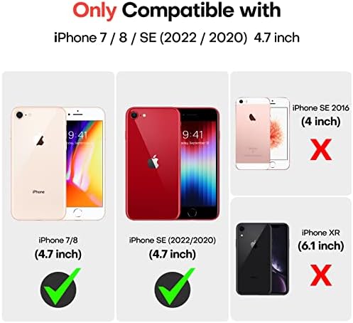 Калъф TOCOL 3 в 1 за iPhone SE 2020/2022, калъф за iPhone 8/7, с 2 пакет протектори, Тънък устойчив на удари калъф за телефон от течен