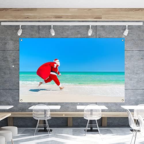 Плажен Коледен Фон за Снимки, Хавайски Коледен Банер, Тропически Дядо коледа, Плажни Коледни Украси и аксесоари за Домашни партита -71 ×43