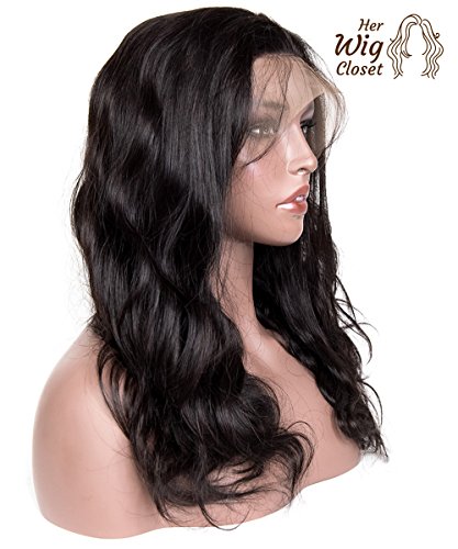 Я ШКАФ За ПЕРУКИ | Перука от Естествена Коса на Дантели, Вълнообразни Съраунд Бразилски Вълнообразни Натурален Цвят с Детски коса 180% Плътност,