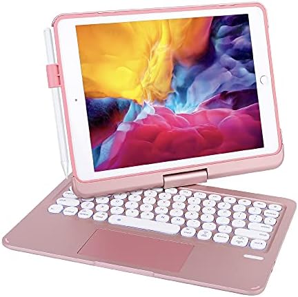 Калъф-клавиатура mobee Unitype за iPad на 7-ми, 8-ми и 9-ти поколения за iPad 10.2 2021 и 2020 г., iPad Air 10.5 2019, iPad Pro 10.5 2017 с осветени бутони 360 ° Bluetooth с тачпадом iPad Air 3 поколение - Розово злат