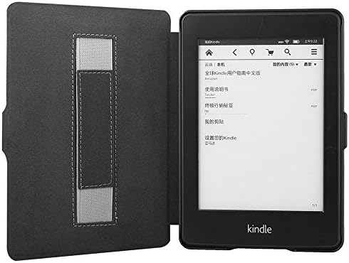 Калъф Young me martShell за Kindle с каишка за ръка - най-тънкият и лек кожен калъф с функция за автоматично преминаване в режим на заспиване /събуждане за нов Kindle (8-то поколение