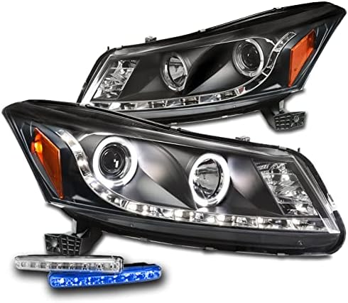 ZMAUTOPARTS Led Бар Проектор Фарове Налобные светлини Черен с 6синьо DRL е Съвместим с 2008-2012 Honda Accord Седан