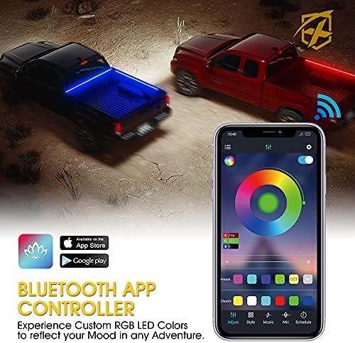 Комплект led лампи Xprite 60 RGB за каросерията на камион с Bluetooth, Неонови Акцентные Външни Светещи Релси, Светлинни ленти с управление чрез приложение и безжично дистанци