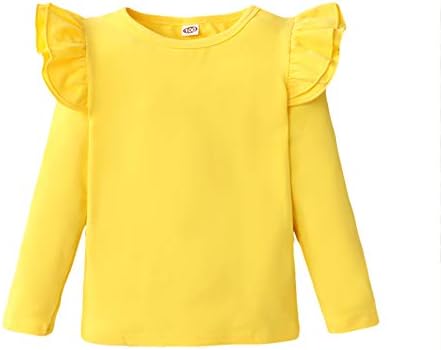 LYSMuch / Тениска За Момиченца С Рюшами Без Ръкави, Детски Памучен t Риза, Блуза Однотонная