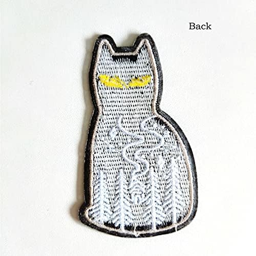 Желязна Нашивка с Емблемата на Черна Котка от Уроки, Бродирани Ивици по Дънки и Тениски (Нашивка с котка 05)