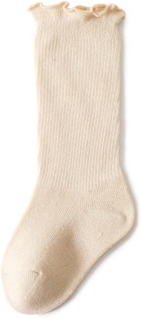 Adeimoo Памучни Чорапи За Малки Момичета, Запазването на Топлина, Обикновена Чорапи до Коляното Чорапи за Новородени Деца