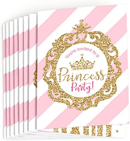 Голяма точка за щастието в Короната на малка принцеса - Попълнете розово-златни покани на детски душ принцеса или парти по