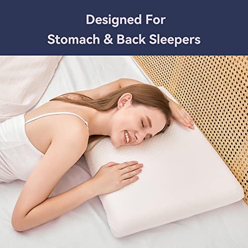 Възглавница за спане по корем Cilare, Тънка Възглавница от пяна с памет ефект за Спане на гърба, Поддръжка на шията и долната част