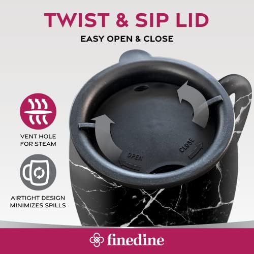 Чаши за кафе FineDine с двойни стени 18/8 неръждаема стомана с непроливающимися капаци, Изолирано Кафе пътна чаша с удобна дръжка за топли и студени напитки, Нечупливи ча