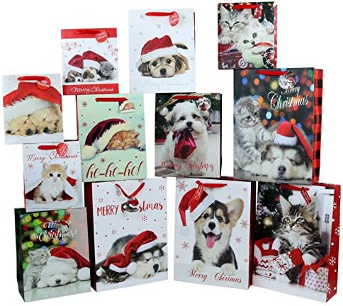 Подаръчни пакети Iconikal на Коледа, кученца и котенца, 12 броя