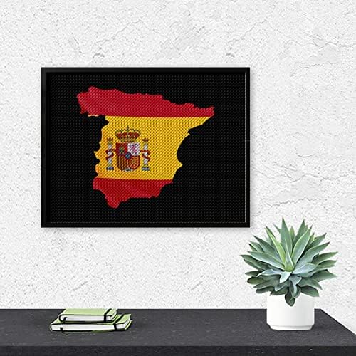 Испания Флаг Карта Диамантена Живопис Комплекти 5D направи си САМ Пълна Тренировка Планински Кристал Изкуство Стенен Декор за Възрастни 12 x 16