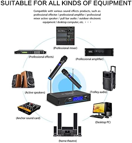 Безжичен Микрофон G-MARK G210V, Метален Двоен Професионален Безжичен VHF Динамичен Микрофон, Преносим Микрофон Система за Домашно караоке,