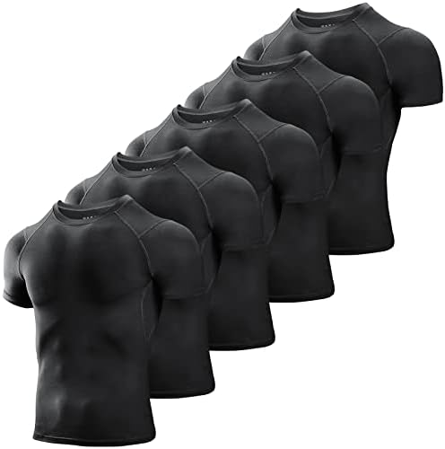 Мъжки Компресия Ризи Niksa, 5 X, Спортни Компресия Блузи с Къс ръкав, на Хладно Сухо Тренировочная Тениска