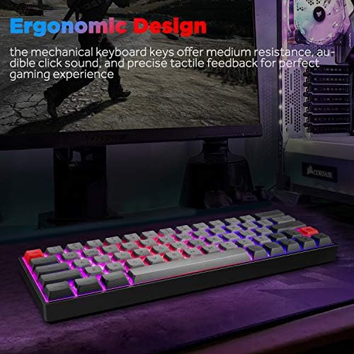 Ръчна Детска клавиатура SK64 60%, 61 Клавиша, Многоцветен RGB подсветка, Жични Програмируеми led подсветка и капачки за комбинации