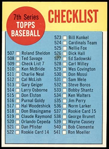 1963 Topps # 509 RGT списък 7 (Бейзболна картичка) (Авторско право върху гърба на дясно) VG/EX
