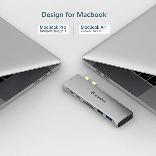 Хъб WAVLINK 7 в 2 USB C за MacBook, Мини-док-станция с порт Thunderbolt 3, Блок захранване с мощност 100 W, 4K, HDMI, USB