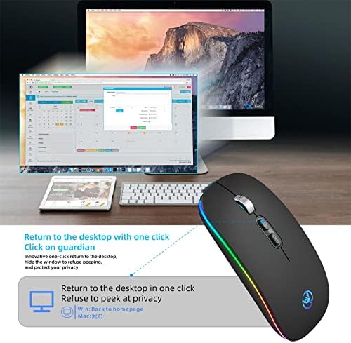 Безжична Мишка Atrasee за лаптоп, Тънък Акумулаторна Компютърна Мишка 2.4ghz с RGB подсветка, Ергономични Оптични Безшумни Мишката за