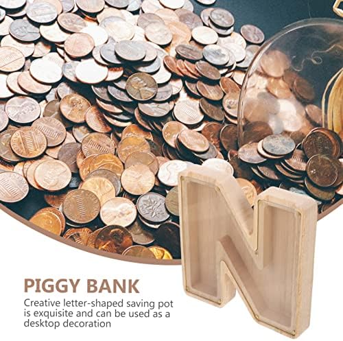 Toyvian Прозрачна Банка Прасенце Касичка във формата На Буквата N Спестяванията Монета Банка Дървена Банка За Пари, Кутия За съхранение на Пари в брой на Монети Настол?