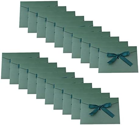 Плик с копринена панделка Crapyt 20 бр 6,89 × 4,84 Плик с лък Флип Плик с покана да се използва за покани, рождени дни и покани плик с покана, тъмно зелен