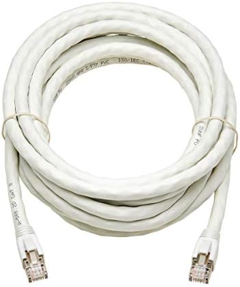 Ethernet кабел Трип Lite Cat8 без довършителни, мрежов пач кабел със сертификат 25G / 40 Г, 22 AWG S / FTP, PoE, Бял, 15 фута / 4,5 метра, Доживотна гаранция (N272-015-WH)