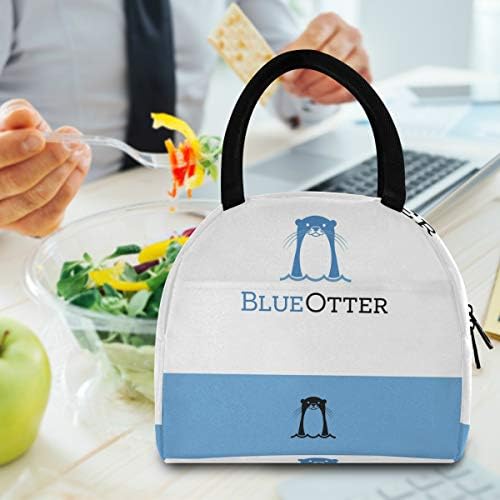 YYZZH Скъпа Синя Видра В Океана Креативен Дизайн Изолирано Чанта за Обяд с Цип Чанта-Хладилник За Приготвяне на Храна на