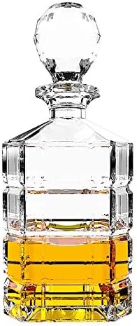 Стъклена гарафа с херметични Геометрична запушалка - Гарафа за уиски, вино, Бърбън, Коняк, Ликьор, Сок, Вода, Течности за изплакване на