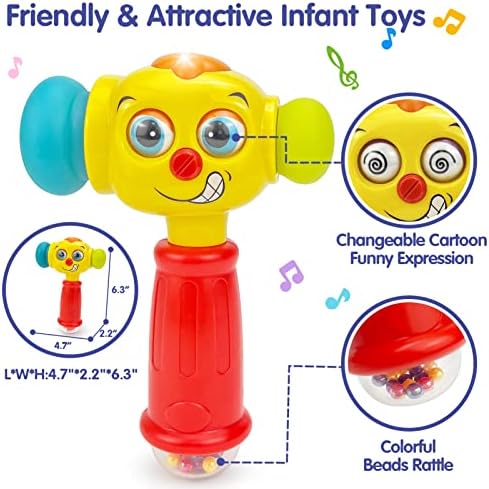Детски Забавни Играчки за момчета и момичета, на 1 година - Бебешки играчки-чукове с музикален звук и осветление, Детски Играчки за 12-18