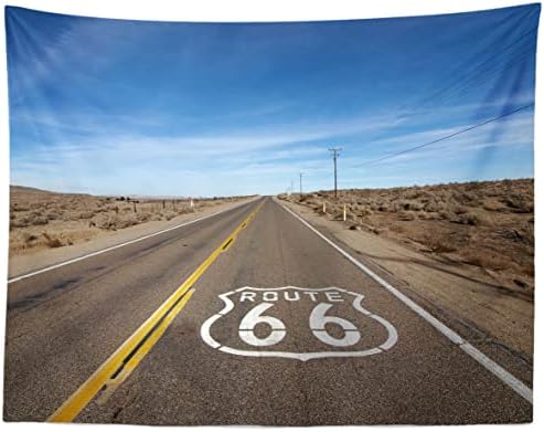 Текстилен Фон BELECO 5x3 фута Историческия route 66 за снимки Пейзаж на пустинята Мохаве в Калифорния Синьото Небе на Фона на Безкрайна Магистрала Фон за пътуване на рожде?