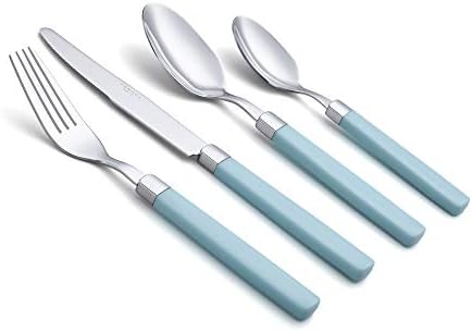 ANNOVA 16 Предмети прибори за хранене от неръждаема стомана - Цветни Химикалки - Кът 4 вилици, 4 Десертни ножа, 4 лъжици, 4 Супени