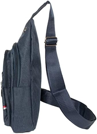 Холщовая чанта-прашка WESTEND през Рамо Раница с Регулируема Каишка, Тъмно синьо, Монофонични