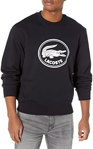 Мъжки hoody Lacoste дълъг ръкав и Голямо Крокодильим Иконата с Графичен деколте под гърлото