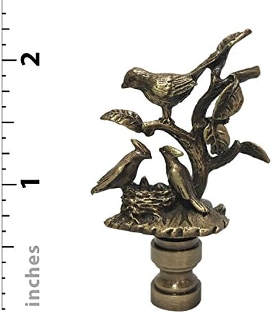 Royal Designs, Inc. Навершие лампа с дизайн на Гнездящаяся птица (античен месинг)