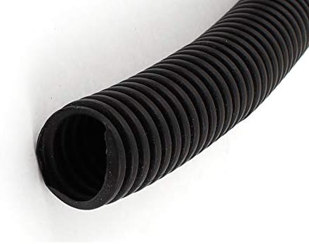 Aexit Черна Пластмасова Окабеляване и Свързване 25 мм x 23 мм Маркуч от Вълнообразна Тел, Извита Тръба Свиване Тръба 2 M 6,5 Фута