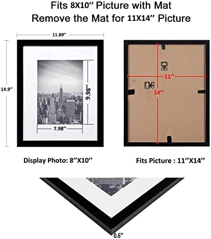 Рамки за снимки RUN HELIX 11x14, Комплект от 4 рамки за снимки, Показване на снимки 8x10 с мат или 11x14, без подложка, Рамки за