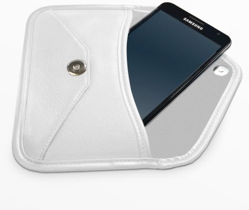 Калъф BoxWave, който е Съвместим с Umidigi A9 Pro (Case by BoxWave) - Луксозни Кожена чанта-месинджър, чанта-плик от изкуствена кожа за Umidigi A9 Pro - Цвят слонова кост, Бял
