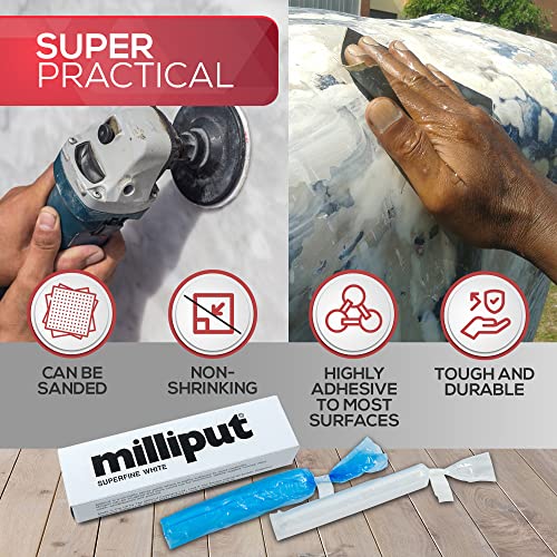 Milliput - Шпакловка за вик - Комплект за ремонт на китай - най-фината бяла епоксидна шпакловка 2 опаковки с Ръкавици - Комплект