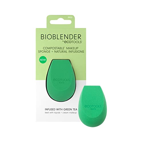 EcoTools Green Tea Bioblender, Компостируемая гъба за перушина на грим, За тонален крем Успокоява кожата, Естествен инфузия, Без