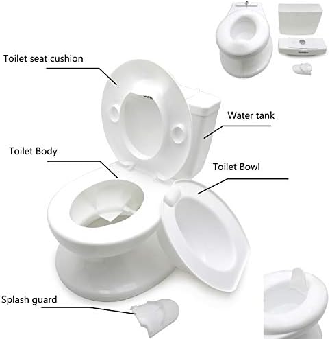Преносим тоалетна за приучения към гърне SMT-Baby Kids с Реалистична бутон на вълни и на звука за деца, Бял [P/N: ET-BABY004-WHITE]