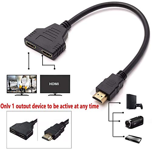 1080P HDMI Мъжки към Двойно HDMI Женски от 1 до 2 Лентов Сплитер Кабелен Адаптер Конвертор за DVD плейъри/PS3/HDTV/STB и на повечето LCD-проектори (черен)
