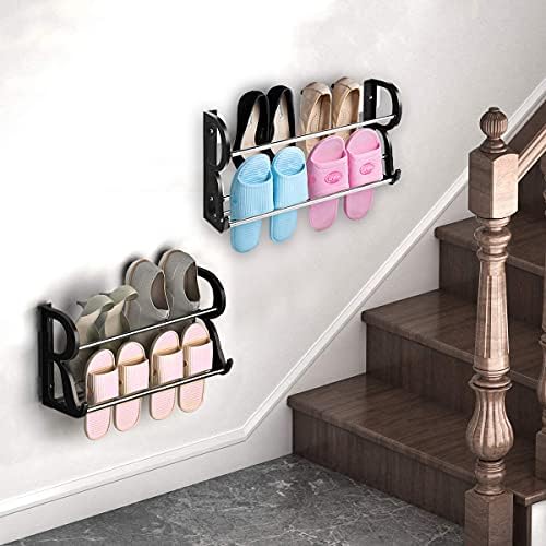 Hgminwarm монтиран на стената Рафтове за обувки, Врата Рафтове за обувки, Висящи Рафтове за съхранение на обувки, за кабинет, на Входа на прохода, 2 опаковки Могат да съхр