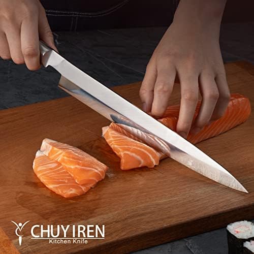 Нож за суши CHUYIREN 12 (300 мм) - Японски Остър нож за сашими - Професионален Нож за нарязване на Янагиба с с едно Скосом от Високо
