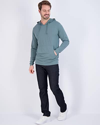 Real Essentials 3 опаковка: Мъжки Хлопчатобумажный Лесен Случайни Пуловер с качулка на експозиции и джоб (на разположение в модели на Big
