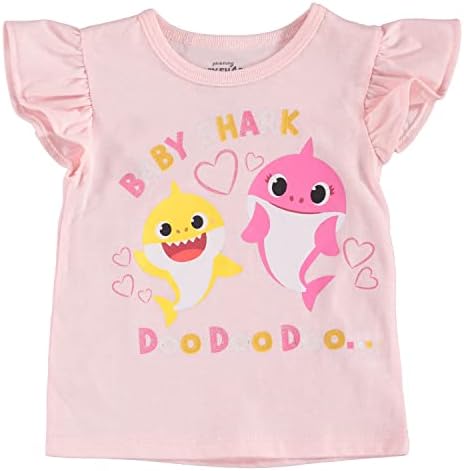 Комплект дрехи за малките момичета Бебе Акула от 3 теми - Комплект дрехи за малките момичета с Боди, тениска и Къси панталони, Дрехи за момичета