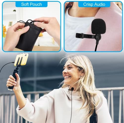 Петличный микрофона на ревера на професионален клас за TCL Tab 8 4G, Съвместим с мобилен телефон iPhone или камера За блогове, видеоблогов, запис ASMR, Малък микрофон, в риза с
